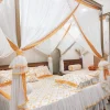 white bed sheet wedding -floral