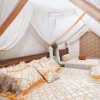 white floral wedding bed sheet