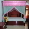 mosquito net bed decoration in pink color