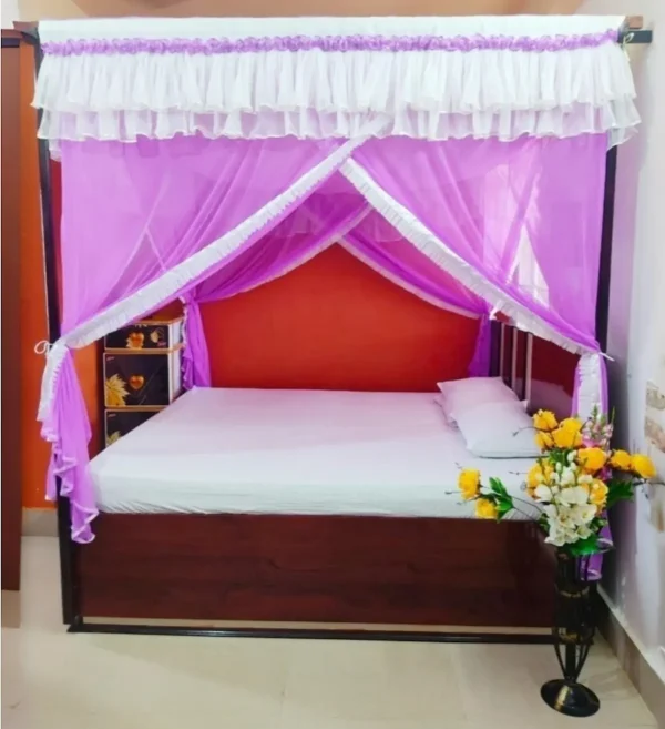 orchid purple mosquito net for bed in a bedrom