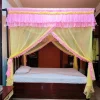 pastel magneta mosquito net for bed in a bedroom
